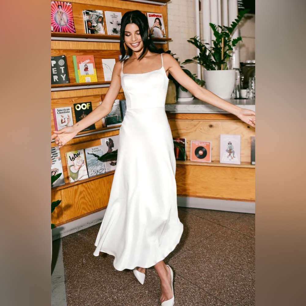 Jenny Yoo Callista midi white dress in ivory